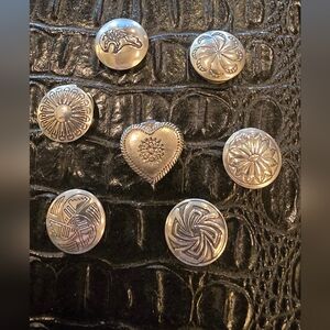 Southwestern Inspired Silver Decorative Button Covers Set Of 7
